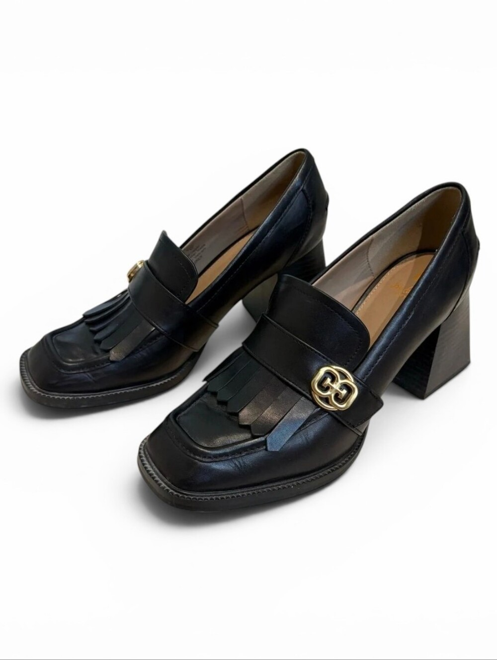 Sam Edelman Quinly Kiltie Block Heel Loafers  (Size 9, black)